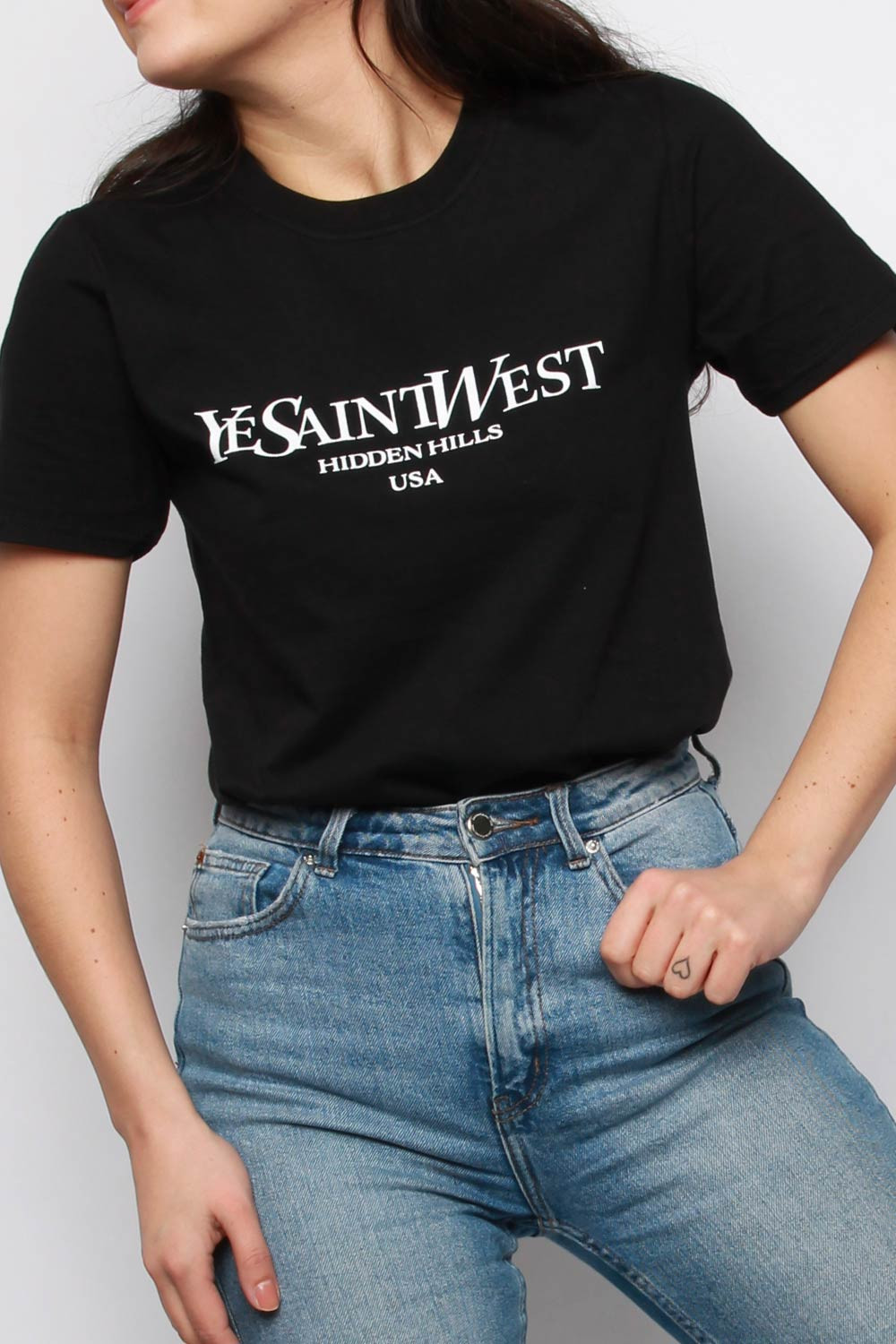 Black Ye Saint West Slogan Oversized T-shirt
