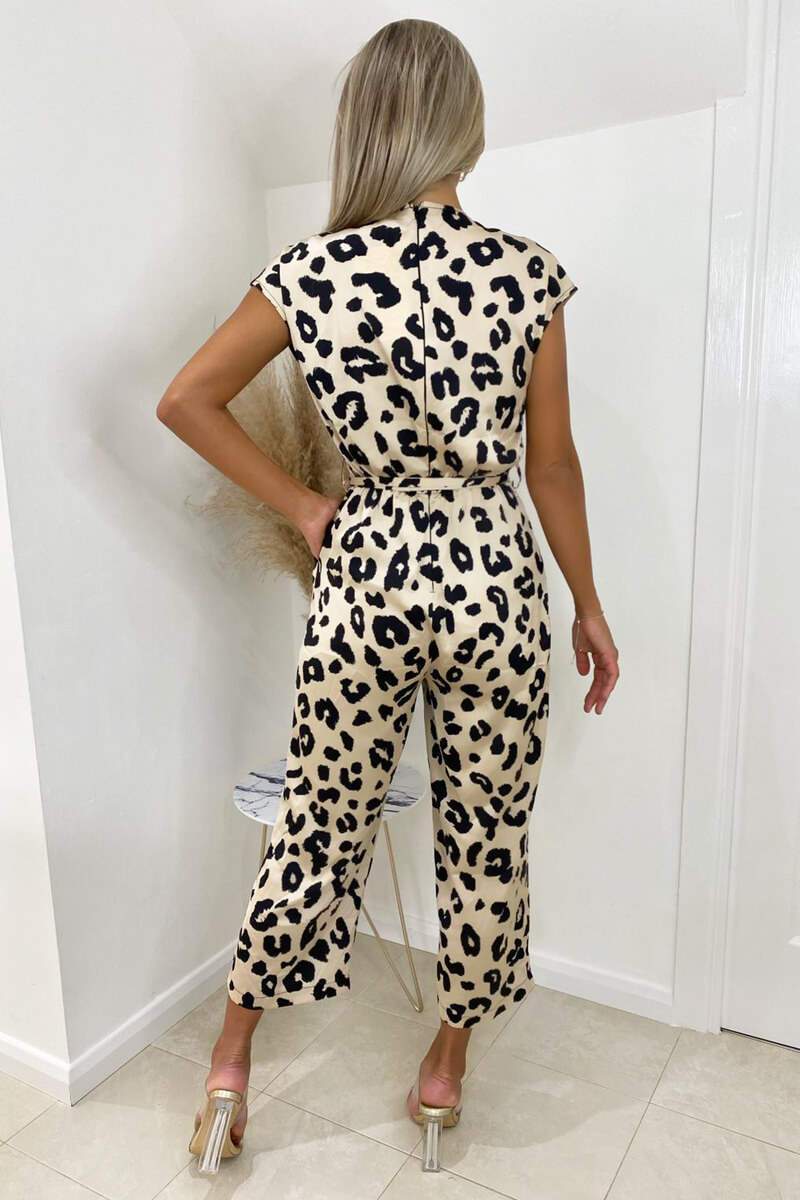 Vienna Multi Animal Printed Tie Waist Jumpsuit - Sassy Dresses