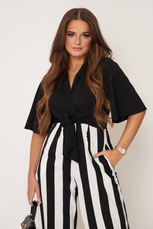 Elizabeth Stripe Tie Detail Jumpsuit - Image 3