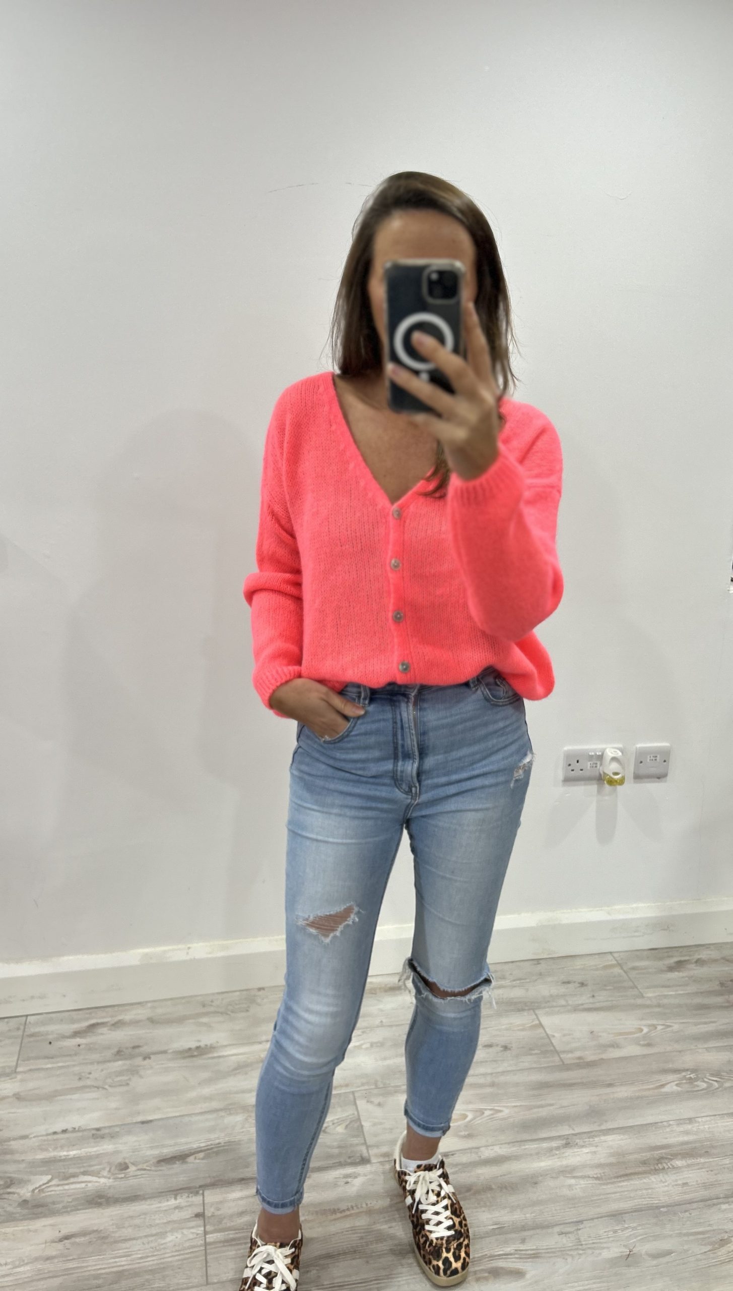 Sienna Coral Mohair Cardigan