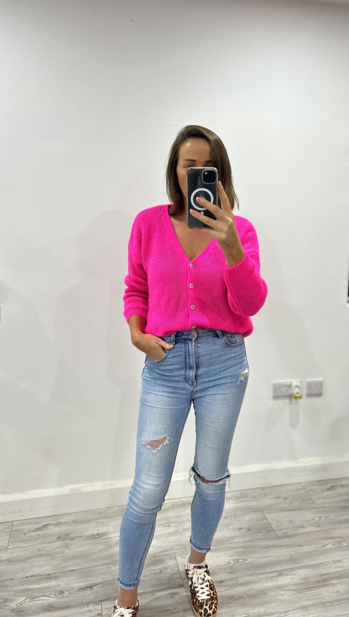 Sienna Neon Pink Mohair Cardigan