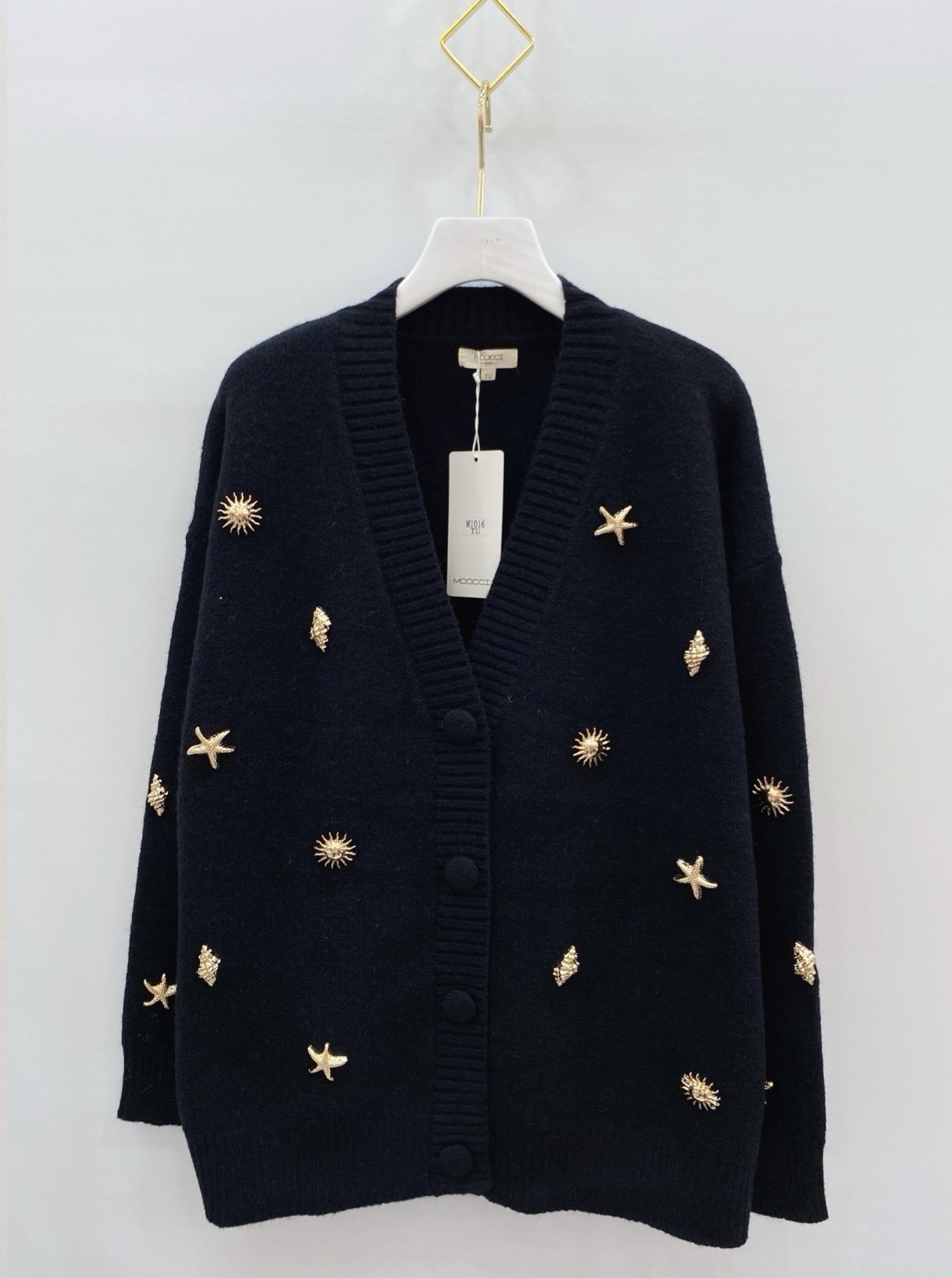 Black Cardigan with gold detail