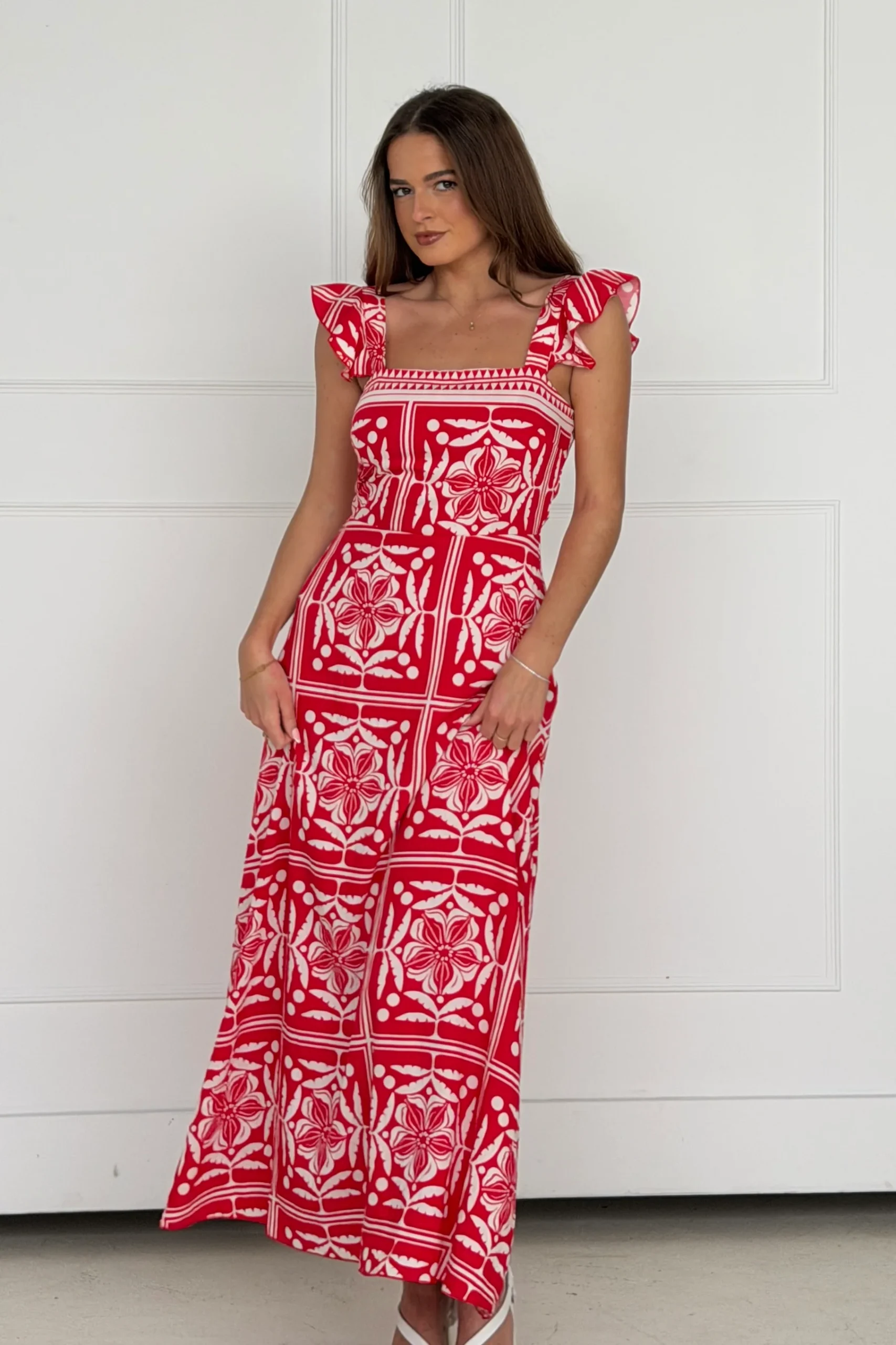 Orla Maxi Dress Red Print - Image 4