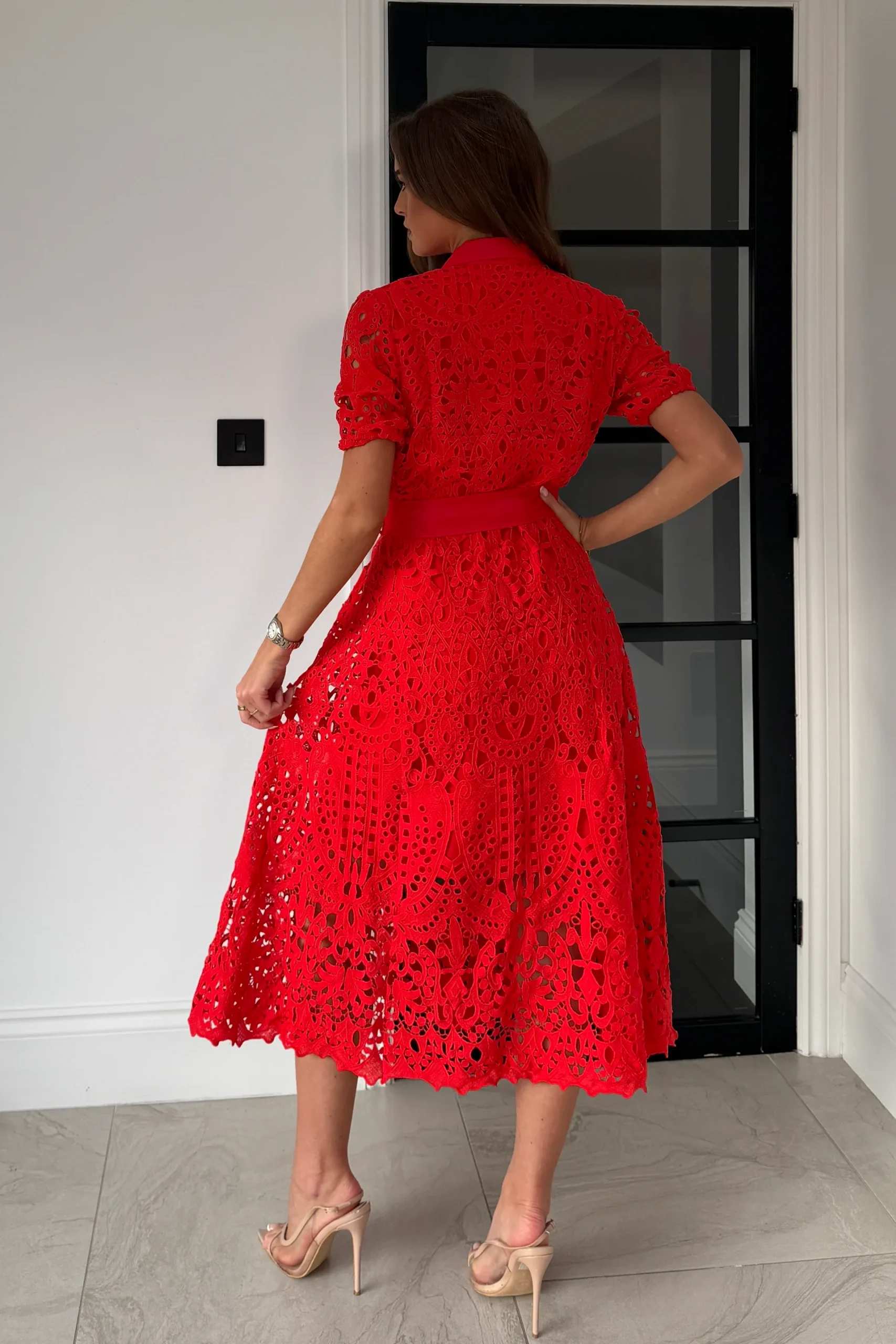 Meadow Short Sleeve Midi Dress Red ( due in Fri) - Image 2