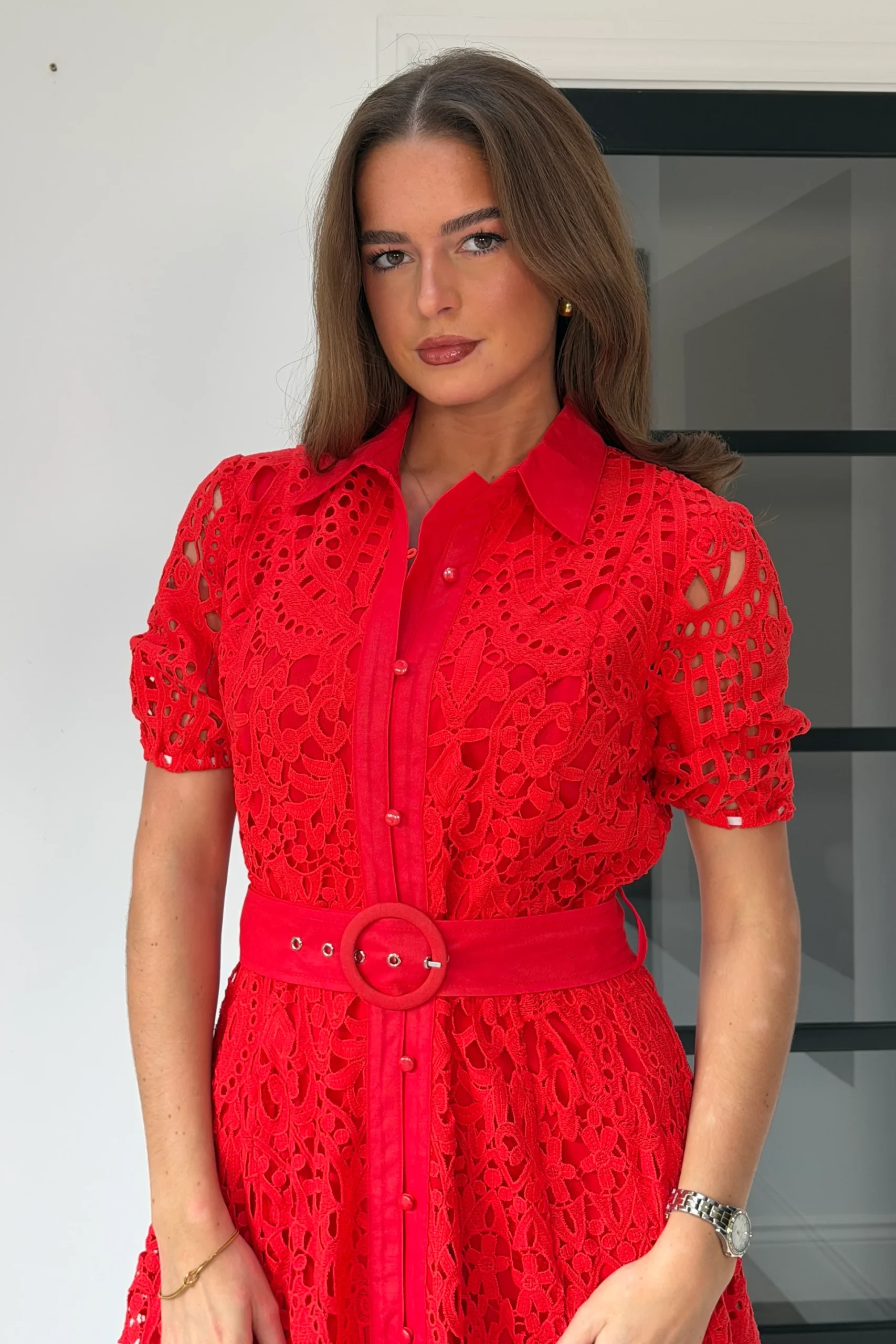Meadow Short Sleeve Midi Dress Red ( due in Fri) - Image 3