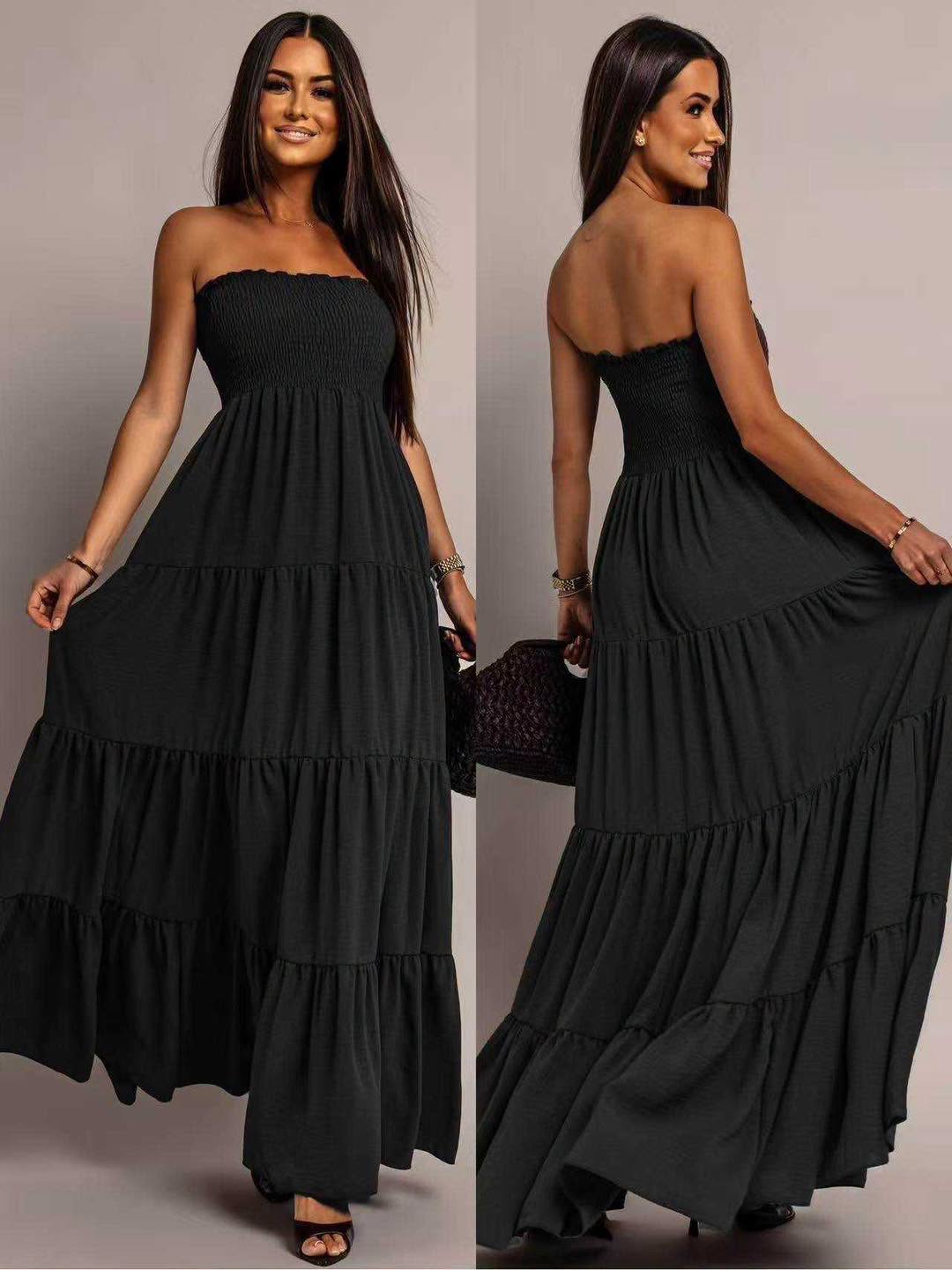 Miami Black Summer strapless dress