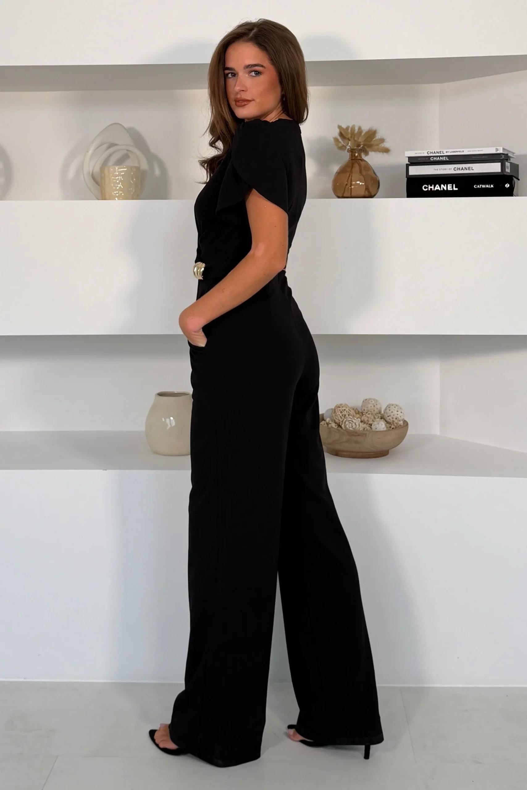 Trixie Buckle Detail Wrap Jumpsuit Black - Image 2