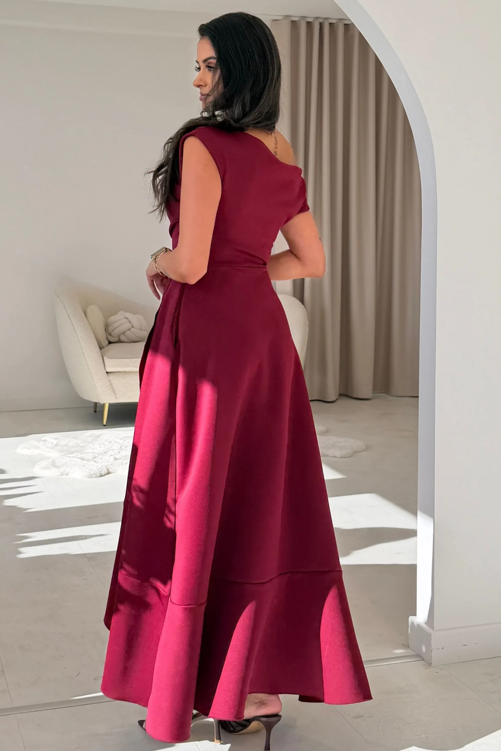 Florie Frill Wrap Maxi Dress Wine - Image 5