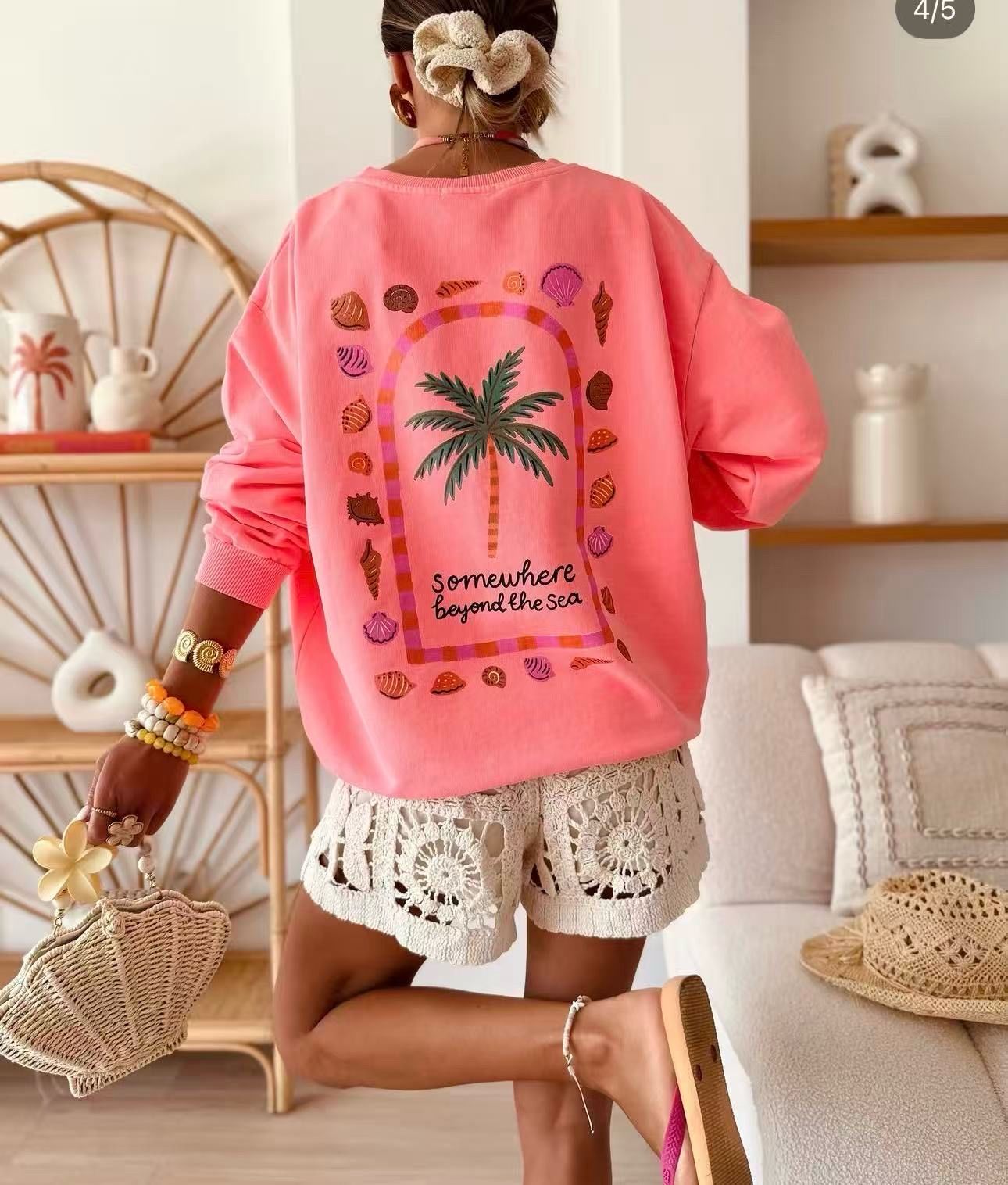 Cotton Neon Coral under the sea Sweatshirt