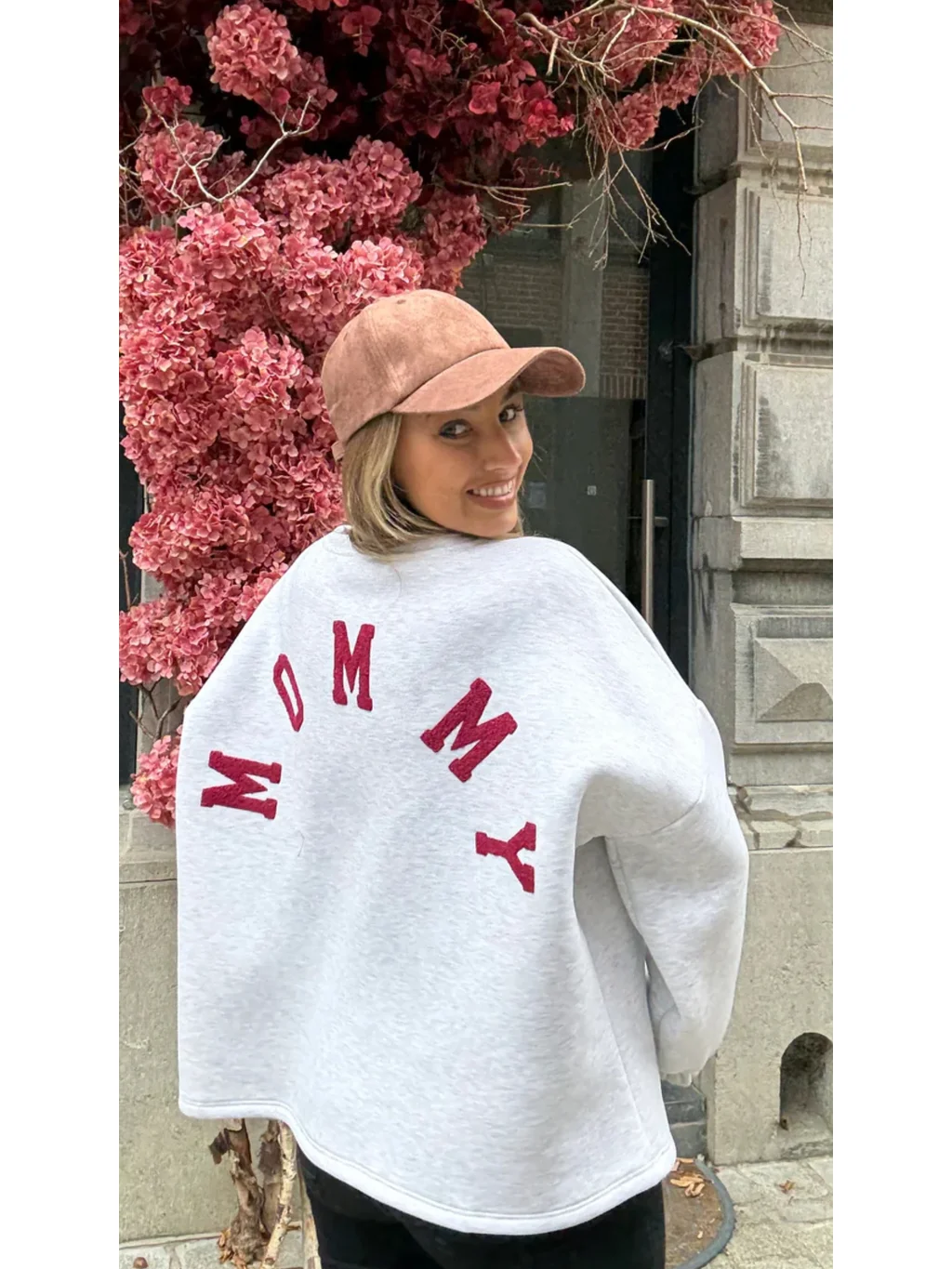 Grey Cotton Oversized Burgundy Mommy Sweatshirt ( due in Thu)
