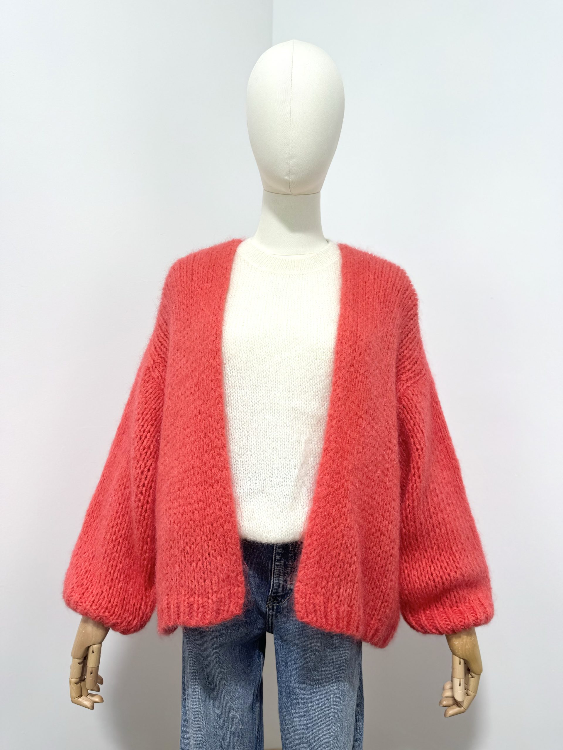 Sara Coral Mohair Cardigan