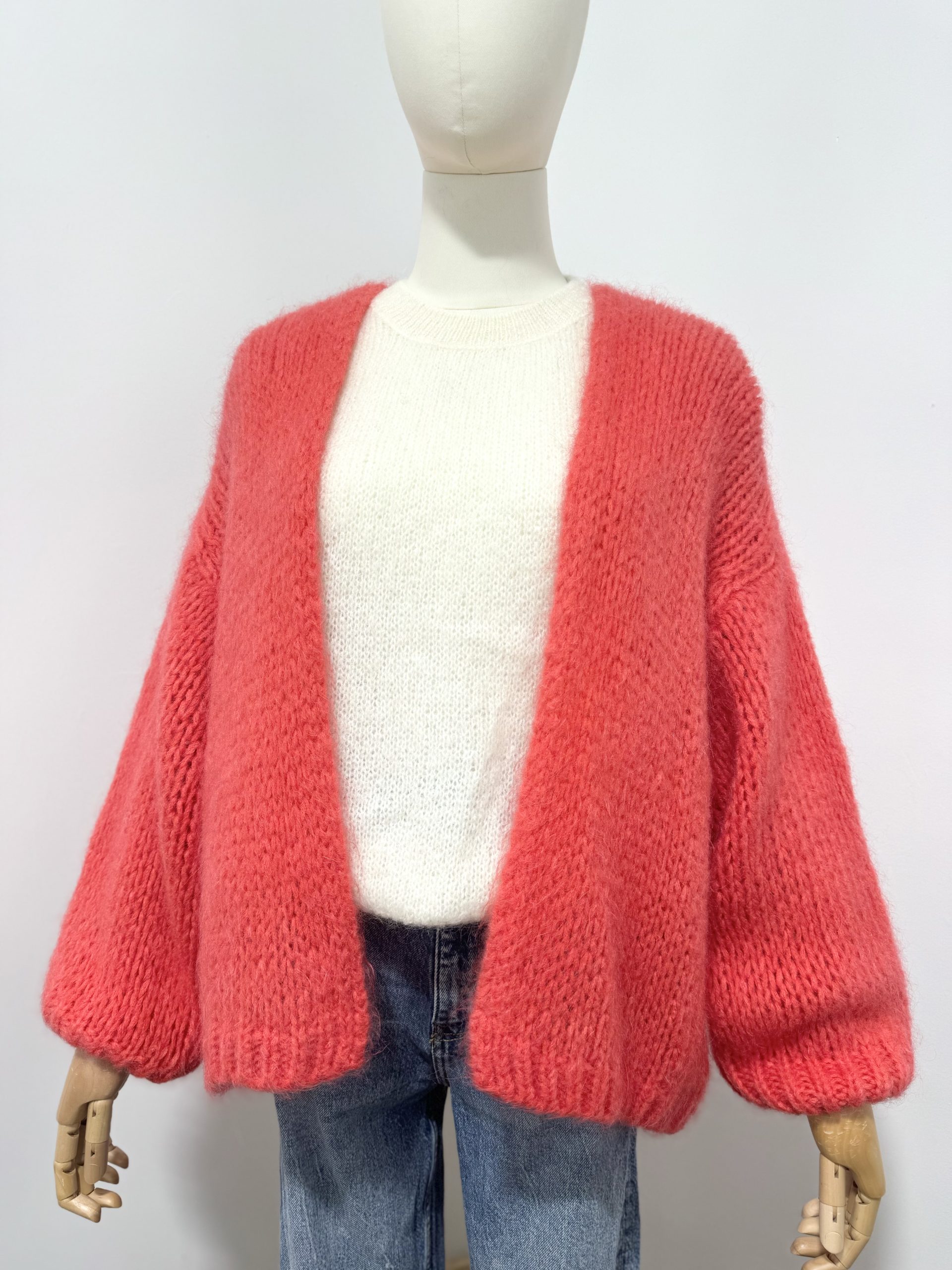 Sara Coral Mohair Cardigan - Image 3