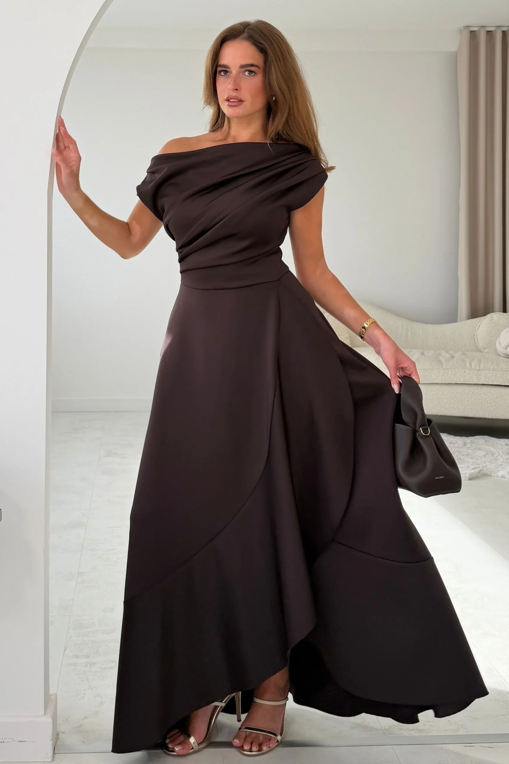 Florie Frill Wrap Maxi Dress Brown ( due in 9th) - Image 3