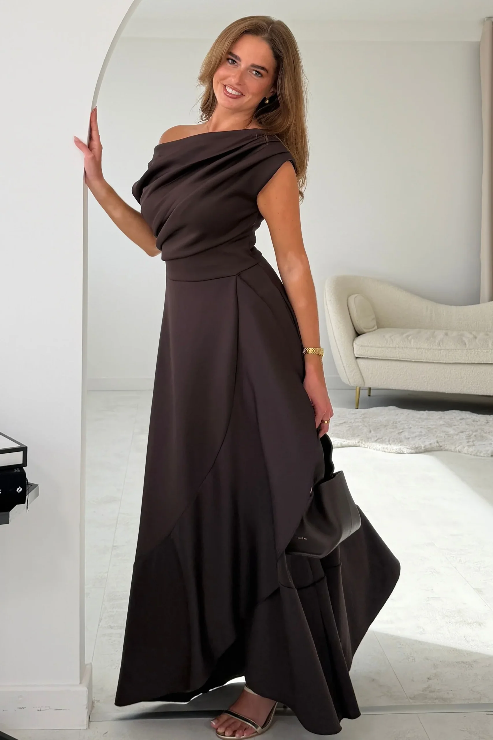 Florie Frill Wrap Maxi Dress Brown ( due in 9th) - Image 5